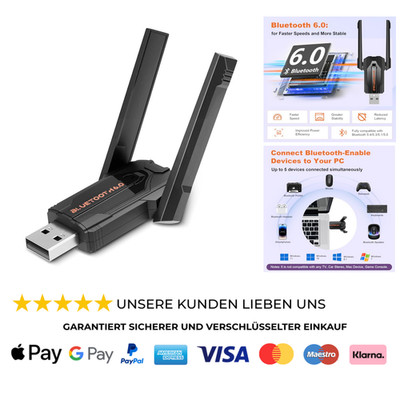 Bluetooth 6.0 Adapter für PC,USB Bluetooth Dongle Stick für Laptop Desktop