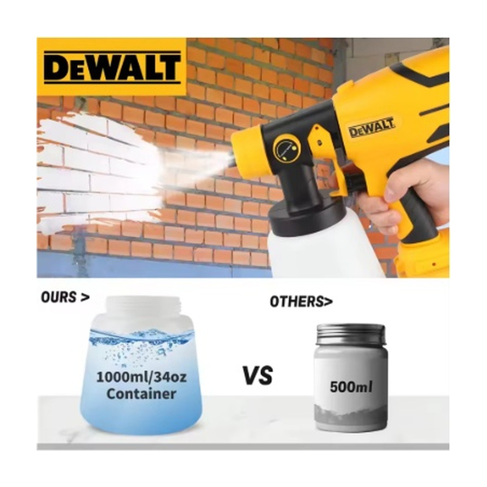 Pistolet peinture électrique DeWalt réservoir grande capacité 1,2L