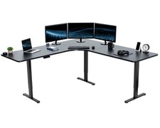 VIVO Black Electric 83" x 83" Curved Corner Stand Up Desk