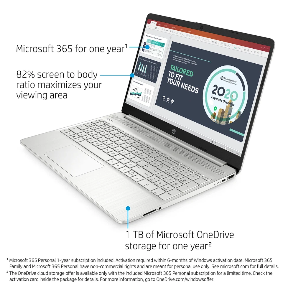 HP 15.6inch FHD, Athlon N3050, 4GB RAM, 128GB SSD Windows 10 Home 15-ef1001wm - Image 2 of 4