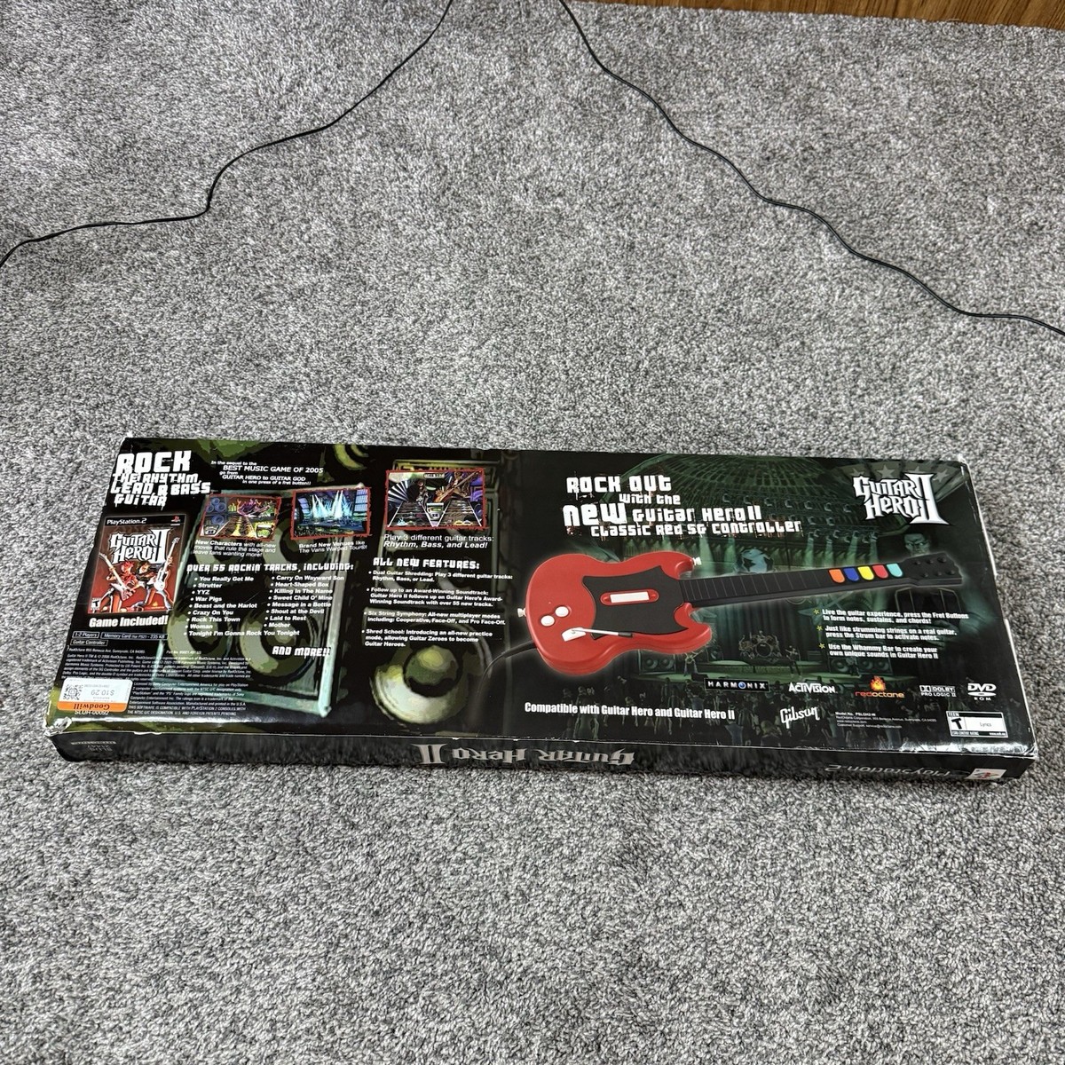 Guitar Hero 2 Red Octane PS2 Wired Guitar in Original Box No Game