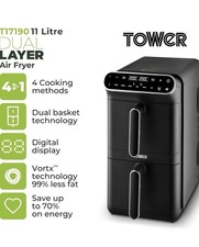 Image of Tower 11L Twin Stack Air Fryer T17190 Black