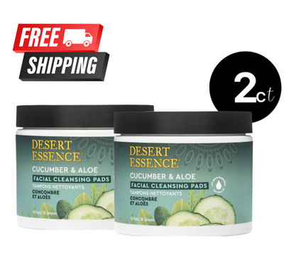 Desert Essence Cucumber Aloe Facial Cleansing Pads Twin Pack 2×50 = 100ct