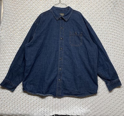 CE Schmidt Workwear Denim Shirt Mens Sz 2X Blue Jean Button Down Long Sleeve