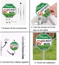 2 Pack Please Do Not Mow Metal Signs with Stake, 10" X 10" Reflective Aluminu...