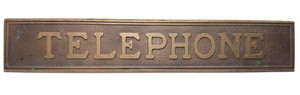 Antique SOLID BRASS 1930's Telephone Booth Sign Plaque Bell System with Screws