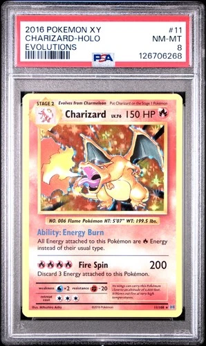 2016 POKEMON XY EVOLUTIONS #11 CHARIZARD-HOLO PSA 8
