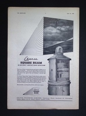 Original 1950 Reklame Chance Square Beam Flughafen Standort Leuchtfeuer