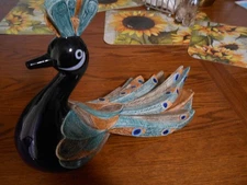 ceramic peacock hand painted from west germany