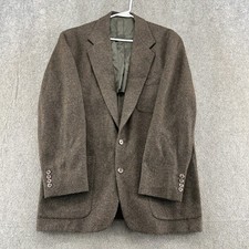 VTG Lands End Blazer Men 42L Brown Button Down Lined Wool Blend Sports Coat 90s