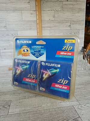 Vintage Fujifilm Zip IBM 100MB 2 Pack Formatted Disk Drive Computer Sealed 