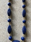 VINTAGE BLUE WITH GOLD TONE SPACER BEADED 29" NECKLACE — photo 2