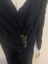 Adrianna Papell Women's Blue Chiffon Ruched Evening Dress Size 10