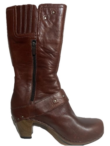 Dansko Rylan Crazy Horse Heel Boots Womens 37 Brown Leather Buckle Zip Western - Picture 13 of 16