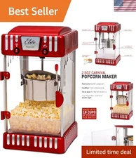 Classic Retro 2.5 oz Tabletop Kettle Popcorn Maker - 1 Gallon Capacity, Red