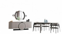 Essgruppe Esszimmer Set Esstisch Mit 4X StüHlen Sideboard Spiegel Weiß