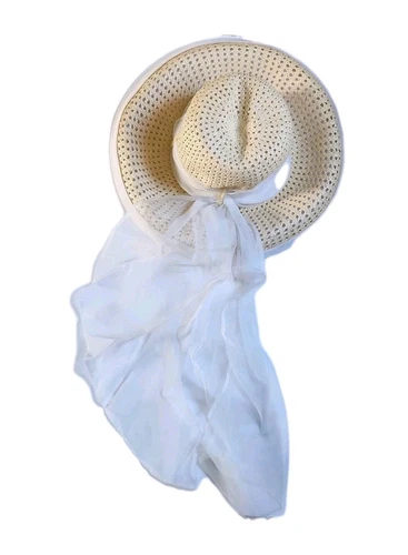 Alfredo II Bloomingdale's Womens Vintage Derby Church StrawHat White Sheer...
