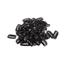 Wig Snap Clips 50pcs Metal U Shape Hair Clips 6 Teeth for Hair Extensions Black