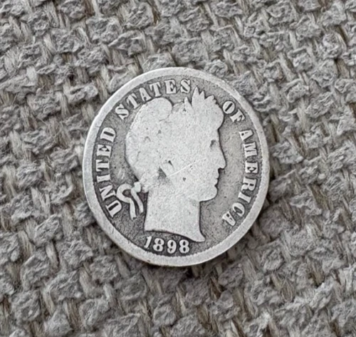 1898 BARBER 10 Cent One Dime Coin 90% Silver
