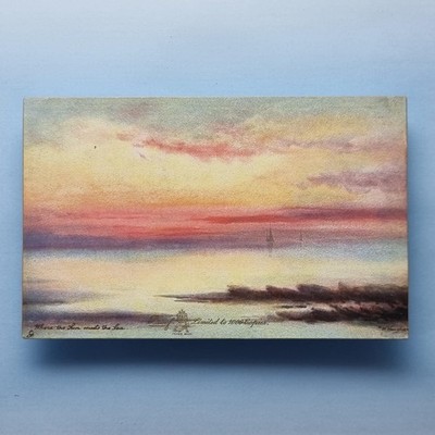 Raphael Tuck Postkarte um 1910 seltene limitierte Auflage von 1000 Proof Die Sonne trifft das Meer