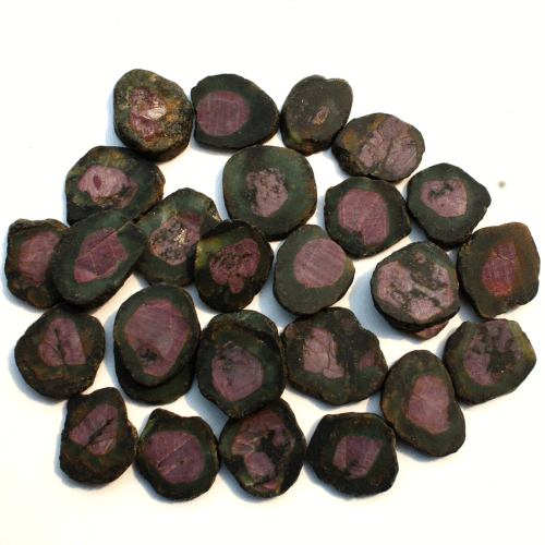 7 Pcs Natural Rare Watermelon Ruby Untreated 19mm-26.5mm Slice Rough Gemstones - Picture 6 of 15