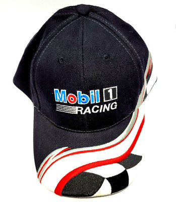 MOBIL 1 RACING Black with Multi Color Lid Baseball Style Hat Cap Adjustable Back