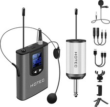 UHF Wireless Headset Microphone/Lavalier Lapel Mic with Bodypack Transmitter