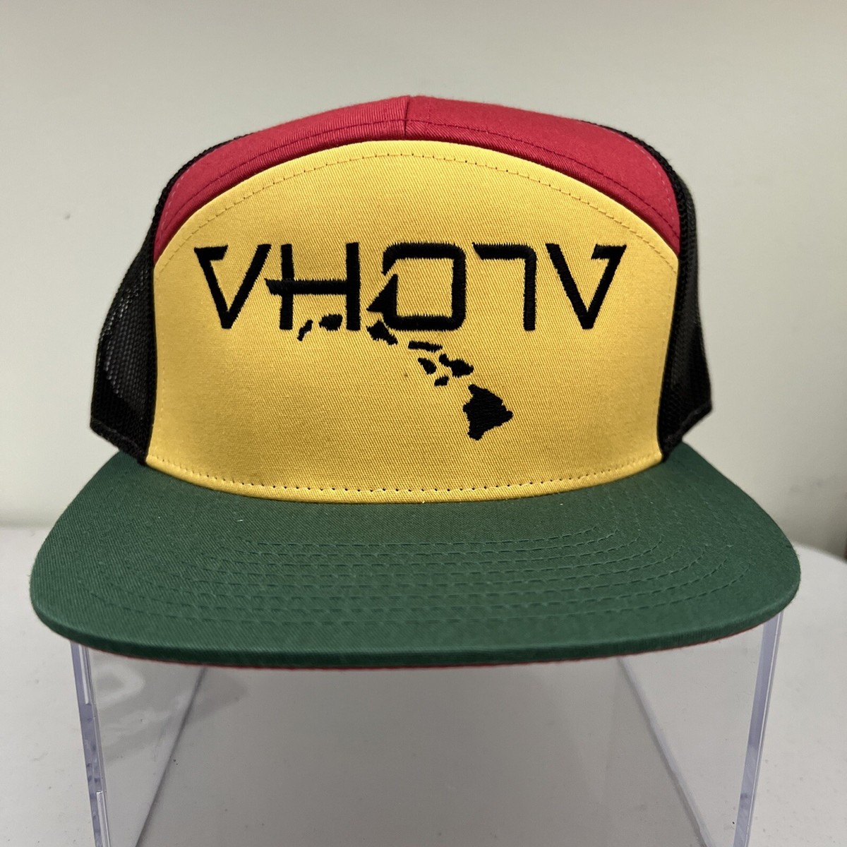Upside down Aloha Trucker Mesh back Snapback Red Green Yellow