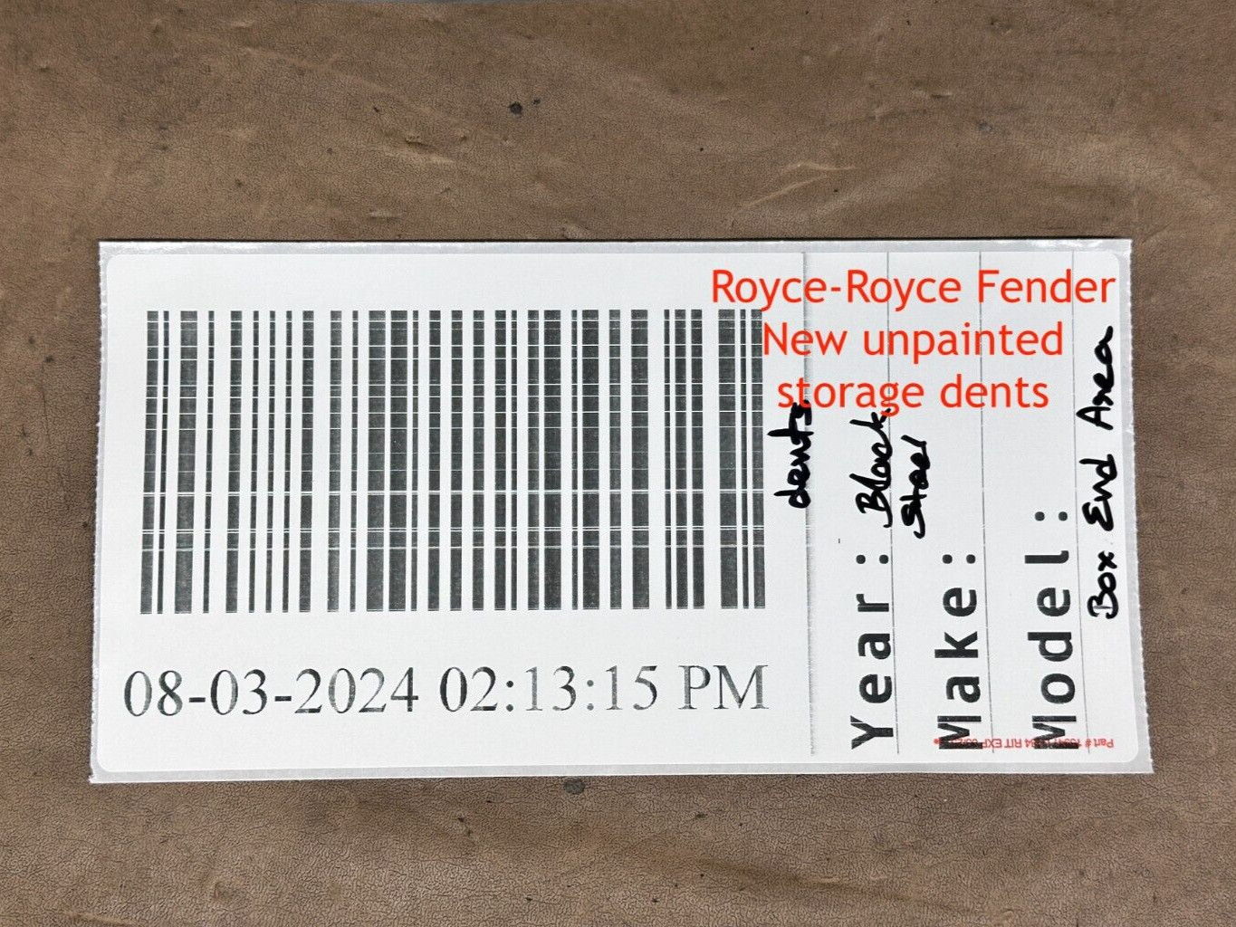 2010-2018 ROLLS ROYCE GHOST FRONT LEFT LH FENDER SHELL STEEL UNPAINTED OEM