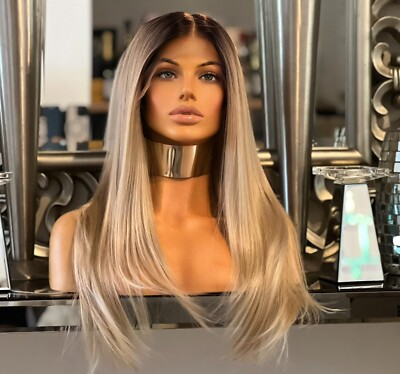 Dark Root Blonde Wig100% Human Hair Wigs 13X4 Lace Front Wigs for Women