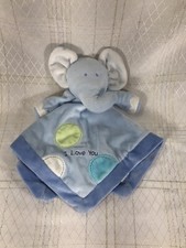 Carters Elephant Blue Baby Security Blanket Lovey Rattle New Just One Year Love