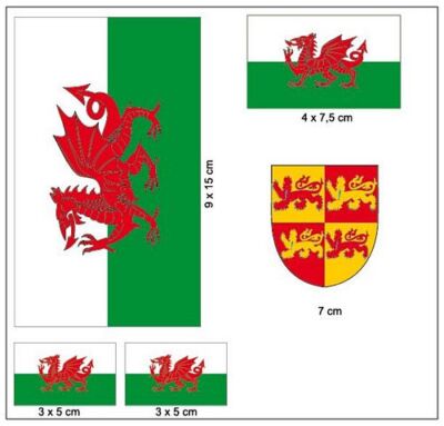 Aufkleber Set Wales Fahne Flagge