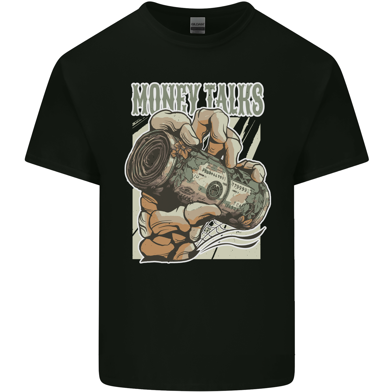 Money Talks Skeleton Hand Cash Hustle Mens Cotton T-Shirt Tee Top