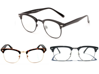 Soho Glasses Clear Lens Black or Demi Malcom X HalfBrow Retro