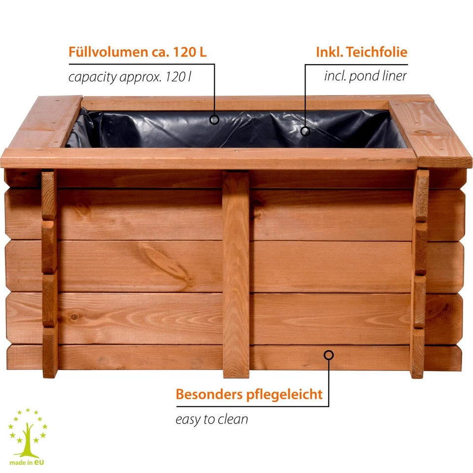 Hochteich Square Teich Gartenteich Terrassenteich Wasserbecken Teichfolie Kiefer - Bild 2 von 4