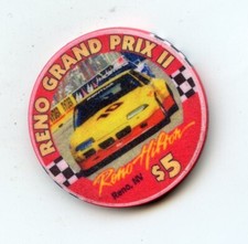 5.00 Chip from the Reno Hilton Casino Reno Nevada Grand Prix II
