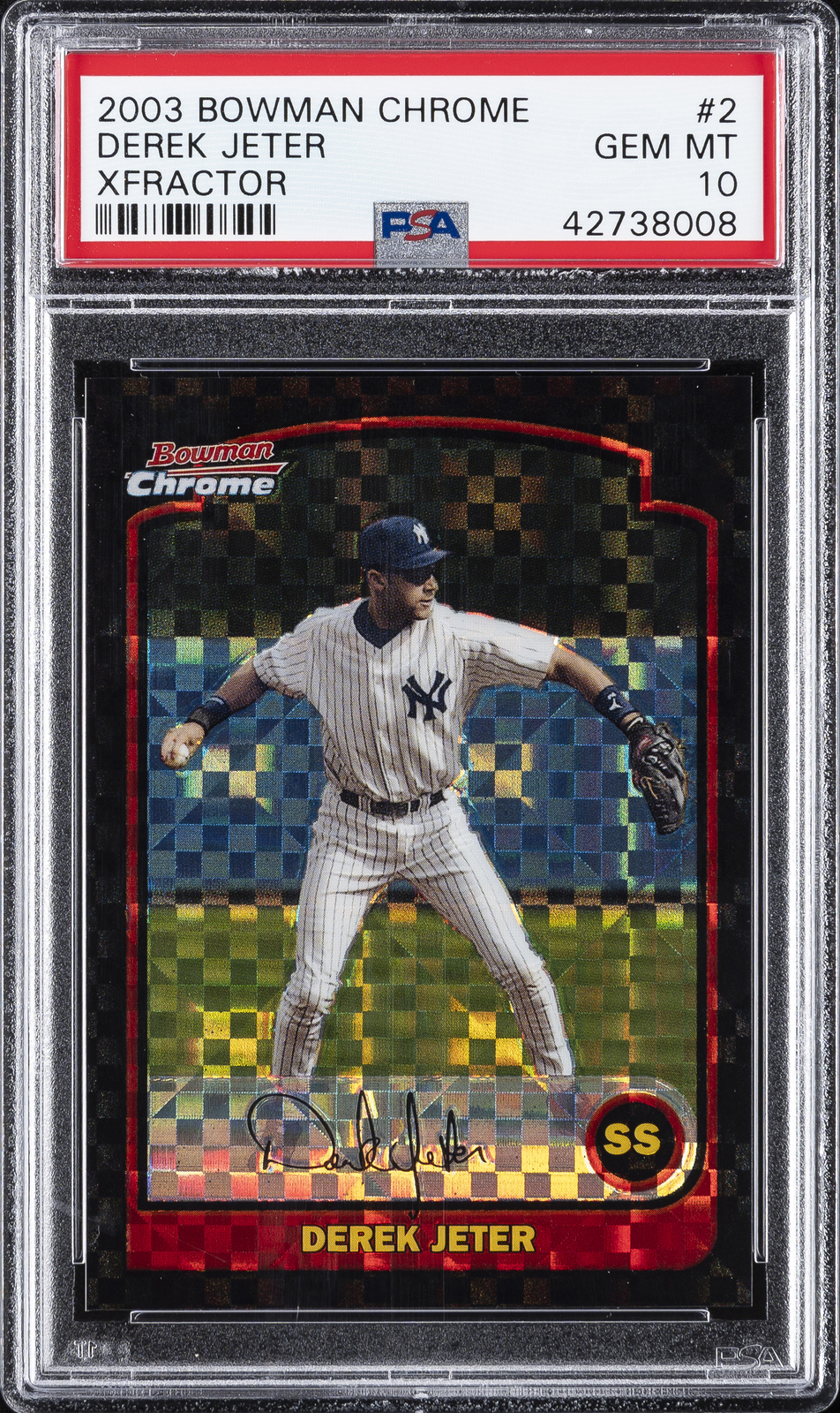2003 BOWMAN CHROME XFRACTOR #2 DEREK JETER PSA 10