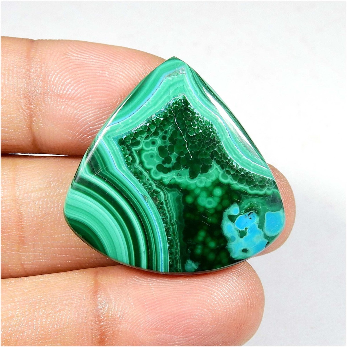 Blue Green Malachite Chrysocolla Cabochon 30x31 mm Heart Natural Gemstone  #10245
