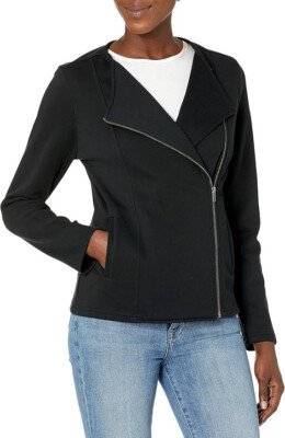 NWT $69 SIZE S Caralyn mirand The Drop Black Knit Moto Jacket