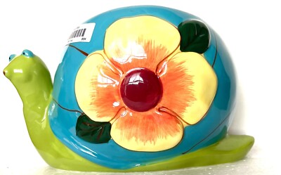 Snail Ceramic Planter Blue Sky Under The Sun Indoor/outdoor 7.5x4.25  Plant Pot