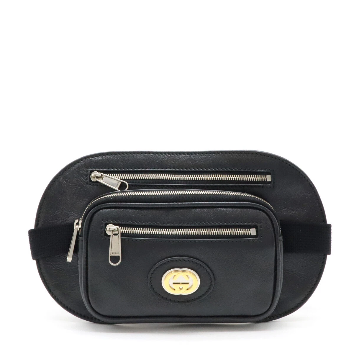 Sac GUCCI Gucci imbriqué taille G pochette taille cuir noir 575857