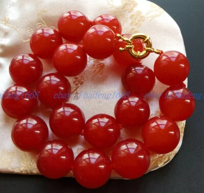 Chinesische Rote Jade Jadeit Runde Edelstein Schmuck Halskette 6/8/10/12/14/16mm