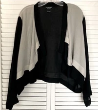 Citron Textured Silk Open Front Draping Jacket Plus  Sz 1X