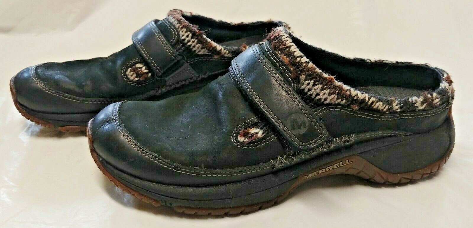 Merrell Donna Moc Scoop Slides Nero Maglia Polsino Accento Gancio e Cinturino Taglia 6