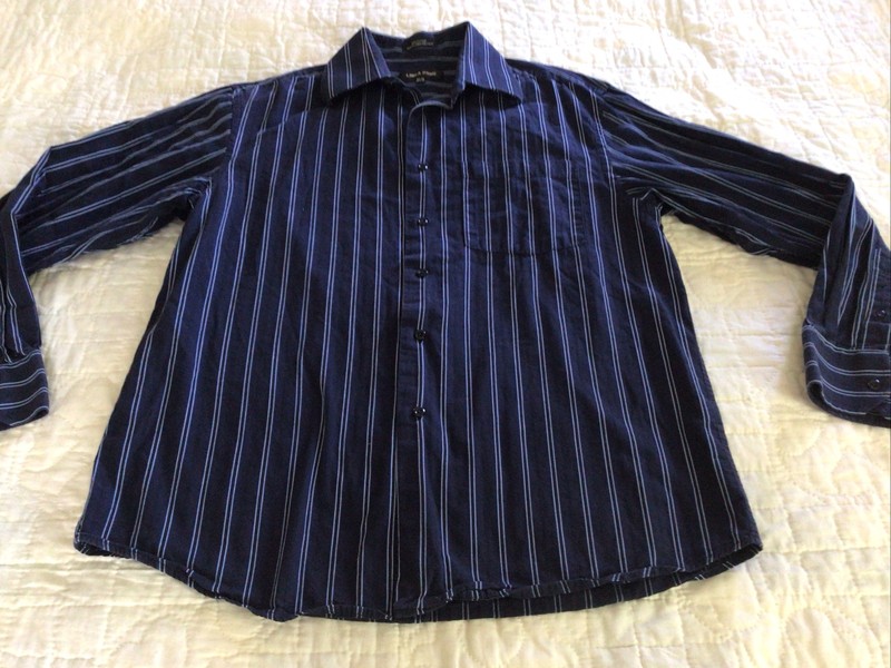 Linea Dome Mens Shirt Size M 15 1/2-16 Button Up Long Sleeve Blue Stripe