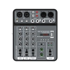 Small Sized 4 Channel USB Mixing Console Portable Sound Mixer 4-Way Metal Body