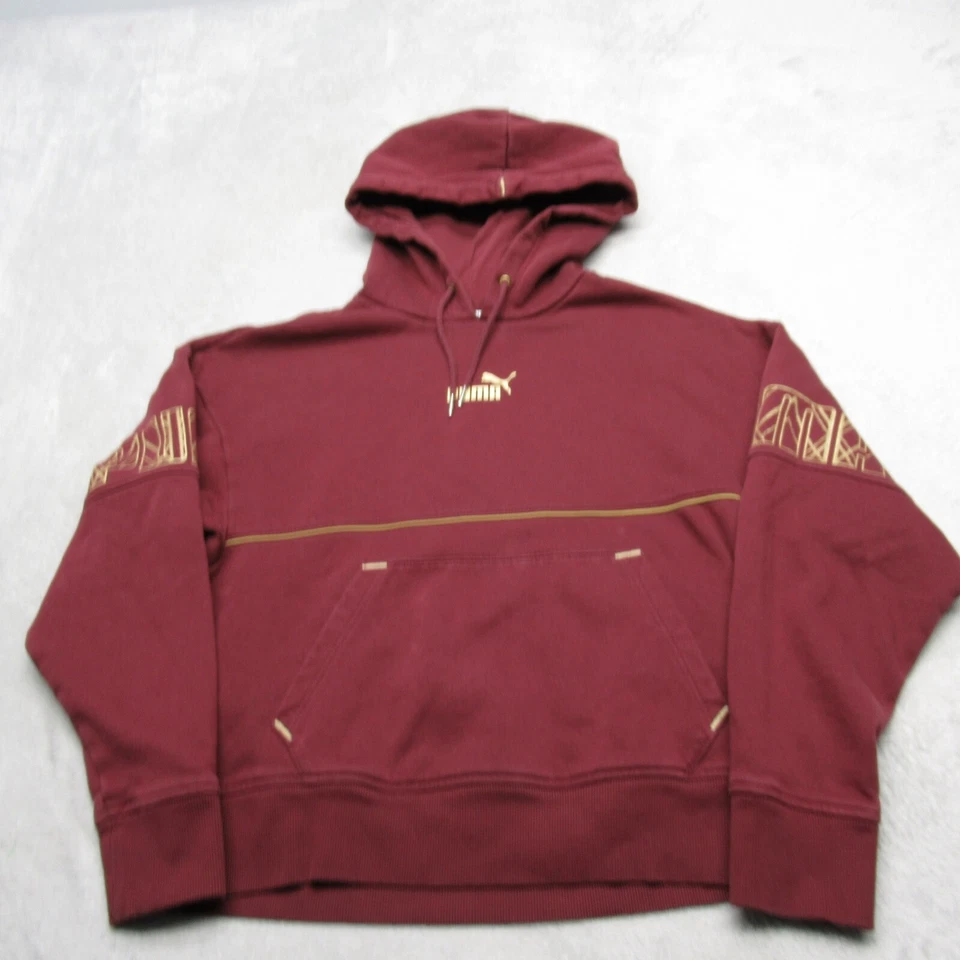 Puma Sudadera con Capucha Juvenil Mediana Púrpura PowerDeco Bolsillo Polar Pullover Sudadera LEER Foto 2 de 4