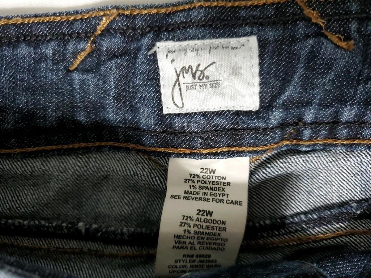 Just My Size JMS Jeans Womens Distressed Straight Leg Flap Pockets