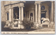 Rome Lion Coat of Arms~Messalina Murdered Here~Colossal Column~Villa Medici RPPC