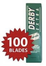100 Derby Double Edge Safety Razor Blades Extra Platinum Coated Barber Favored